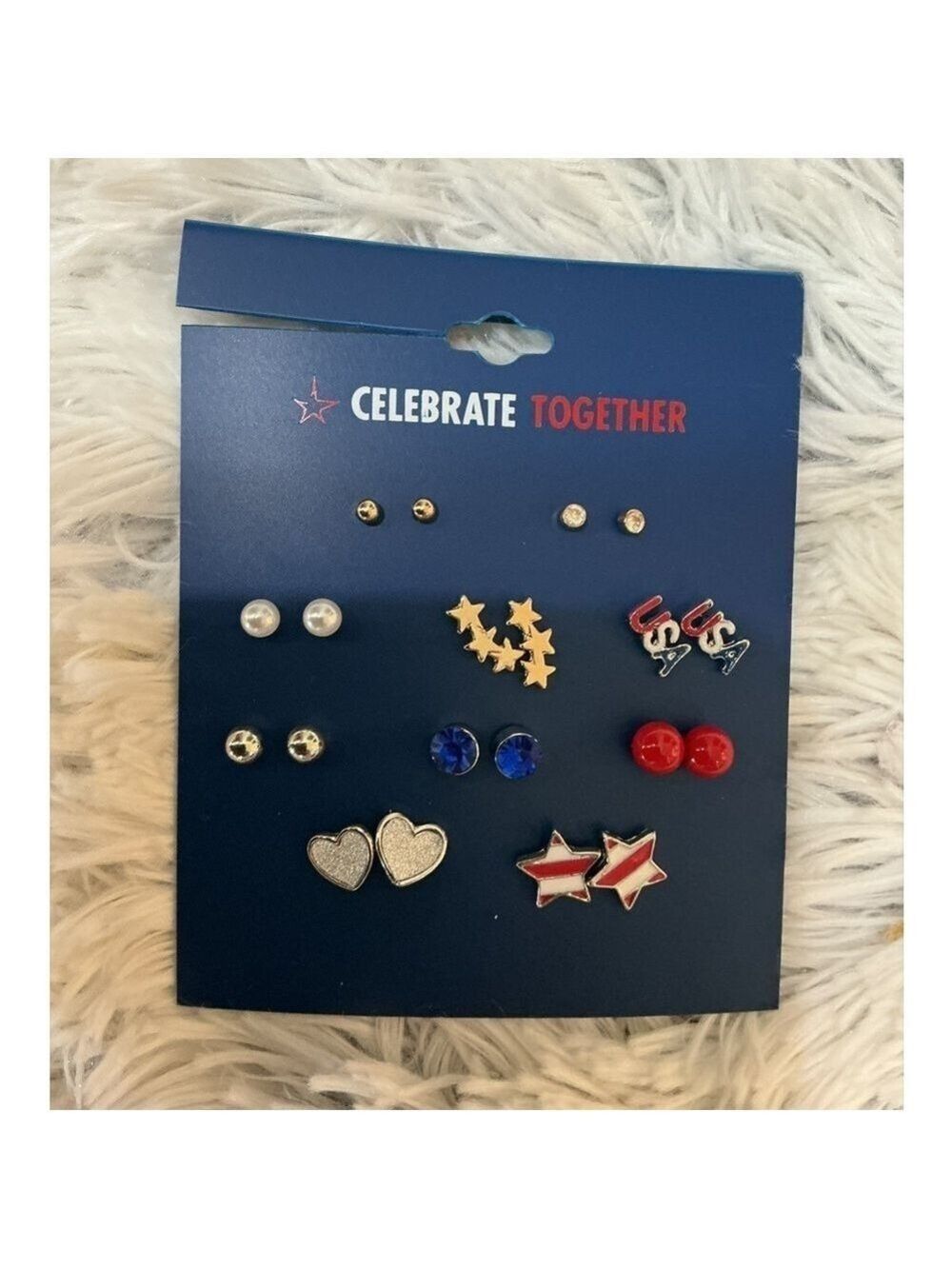 Celebrate Together Patriotic pierced studd post earrings set of 10 NWT